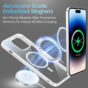 Magnetic Slim Clear Case for iPhone 14 Pro Strong Magnets - White