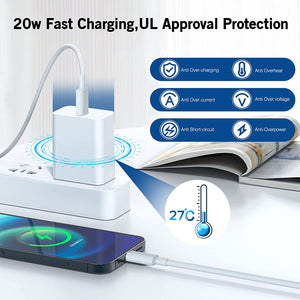 iPhone Fast charger 20W USB Type-C to Apple Lightning Cable Charger Kit