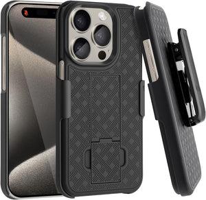 Slim Fitted Shell iPhone 15 Case with Rugged Belt Clip Holster