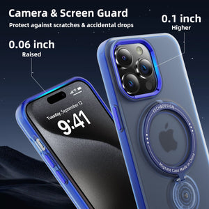 Frosted Armor iPhone 15 Plus Case Mag Safe Ring Stand