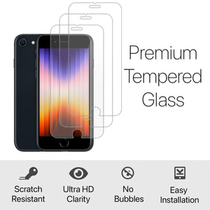 [3-Pack] iPhone SE 2nd / 3rd Gen Tempered Glass Screen Protector