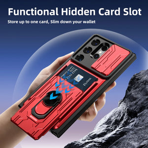 Rugged Total Defender Galaxy S24 Case Card Holder & Ring Kickstand