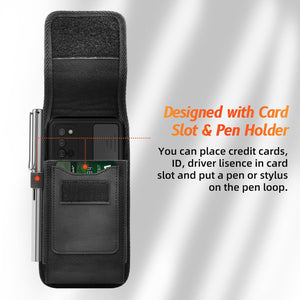 For iPhone 15 Series Vertical Phone Pouch Card Slot Belt Clip Holster
