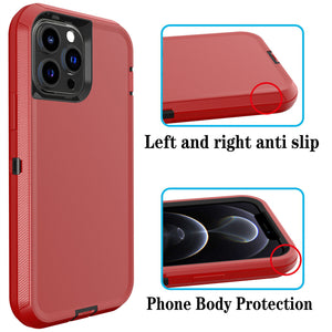 Heavy Duty Defender iPhone 13 Pro Max Case Belt Clip Holster - Red
