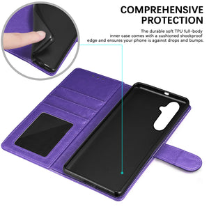 Premium Leather Galaxy S24 Plus Wallet Case with Card Holder