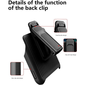 Rugged Defender iPhone 14 Plus Case New-Type Belt Clip Holster - Black-MyPhoneCase.com