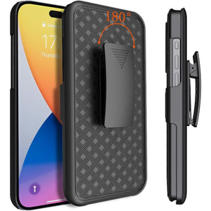 Slim Fitted Shell iPhone 15 Case with Rugged Belt Clip Holster