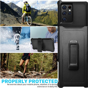 Heavy Duty Defender Galaxy S22 Ultra Case with Belt Clip Holster