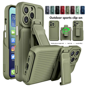 Rugged Defender iPhone 13 Case New-Type Belt Clip Holster - Army Green-MyPhoneCase.com