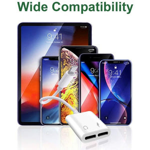 Dual Adapter Double Jack Headphone & Charger For Apple iPhone Lightning-MyPhoneCase.com