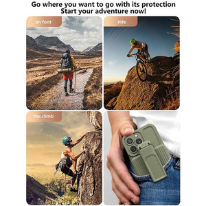 Rugged Defender iPhone 13 Case New-Type Belt Clip Holster - Army Green-MyPhoneCase.com