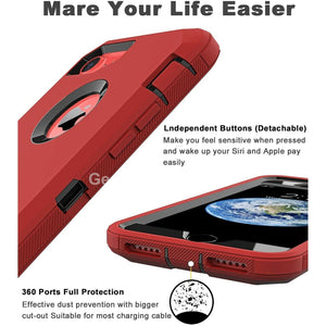 Heavy Duty Defender iPhone 8 Plus / 7 Plus Case Belt Clip Holster - Red