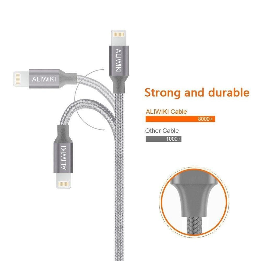 [3-Pack] Certified Apple Lightning Cable Charger Nylon Cord Tangle-MyPhoneCase.com
