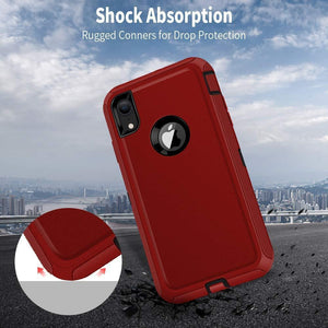Heavy Duty Shockproof iPhone XR Defender Case - Red-MyPhoneCase.com