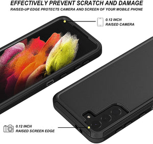 Rugged Defender Armor Galaxy S21 5G (6.2") Case - Black/Orange-MyPhoneCase.com