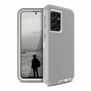 Heavy Duty Shockproof Defender Galaxy S21 5G (6.2") Case Holster - Gray-MyPhoneCase.com