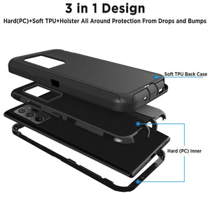 Heavy Duty Defender Galaxy Note 20 Ultra Case Belt Clip Holster - Black-MyPhoneCase.com