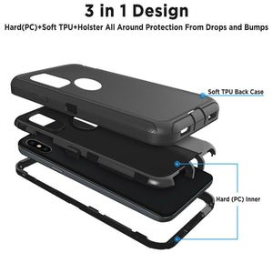 Heavy Duty Shockproof iPhone X / Xs Defender Case Holster - Black-MyPhoneCase.com