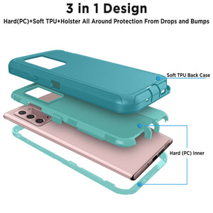 Heavy Duty Defender Galaxy Note 20 Case Belt Clip Holster - Turquoise-MyPhoneCase.com