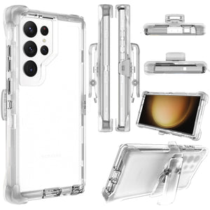 Heavy Duty Defender Galaxy S23 Case Belt Clip Holster - Clear-MyPhoneCase.com