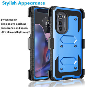 Full Body Defender [Motorola edge 2022] Case w/ Belt Clip Holster - Blue-MyPhoneCase.com