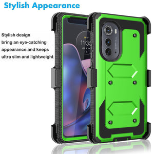 Full Body Defender [Motorola edge 2022] Case w/ Belt Clip Holster - Green-MyPhoneCase.com