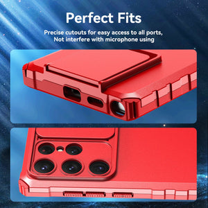 Heavy Duty Full-Body [Galaxy S23 Case] w/ Rugged Stand - Red-MyPhoneCase.com