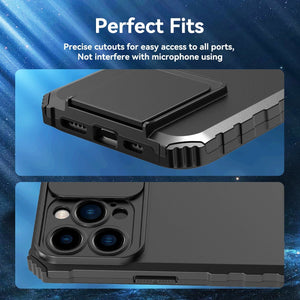 Heavy Duty Full-Body [iPhone 14 Pro Max Case] Case w/ Rugged Stand - Black-MyPhoneCase.com