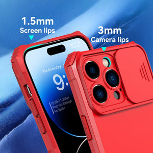 Heavy Duty Full-Body [iPhone 14 Pro Max Case] Case w/ Rugged Stand - Red-MyPhoneCase.com
