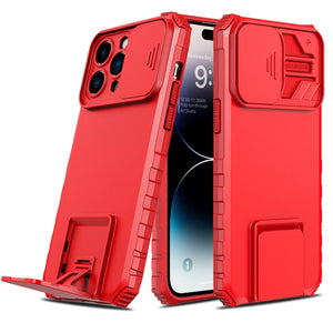Heavy Duty Full-Body [iPhone 14 Pro Case] Case w/ Rugged Stand - Red-MyPhoneCase.com