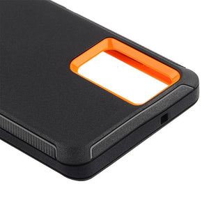 Heavy Duty Defender Galaxy Note 20 Ultra Case Belt Clip Holster - Black/Orange-MyPhoneCase.com