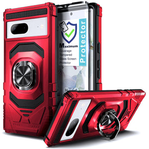 Max Armor Ring Holder Kickstand [Google Pixel 7] Case - Red-MyPhoneCase.com