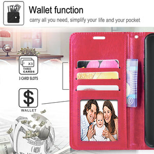 Premium Leather [Galaxy S22+ Plus] Flip Wallet Case w/ Card Holder - Pink-MyPhoneCase.com