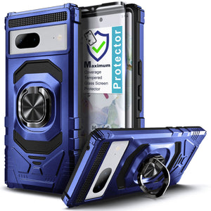 Max Armor Ring Holder Kickstand [Google Pixel 7] Case - Blue-MyPhoneCase.com