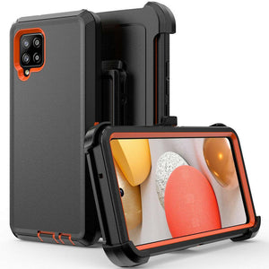 Heavy Duty Rugged Defender [Galaxy A42 5G] Case - Black/Orange-MyPhoneCase.com