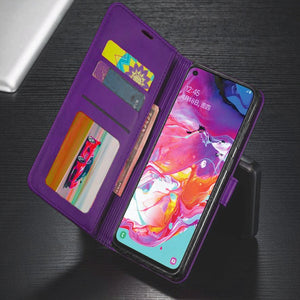 Premium Leather [Galaxy S23] Flip Wallet Case w/ Card Holder - Purple-MyPhoneCase.com