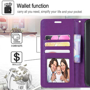 Premium Leather [Galaxy S23+ Plus] Flip Wallet Case w/ Card Holder - Purple-MyPhoneCase.com