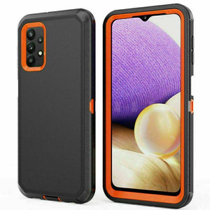 Heavy Duty Defender [Galaxy A23 5G] Case w/ Belt Clip Holster - Black/Orange-MyPhoneCase.com