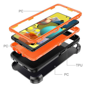 Heavy Duty Rugged Defender Galaxy A32 5G Case - Black/Orange-MyPhoneCase.com