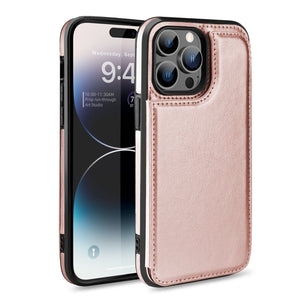 Slim Leather Back Cover [iPhone 14 Pro] Wallet Case w/ Card Holder - Rose Gold-MyPhoneCase.com