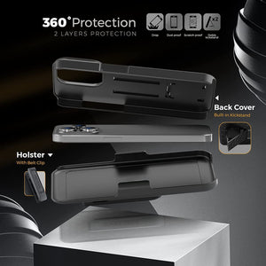 Fitted Shell Rugged Kickstand iPhone 14 Pro Max Case Belt Clip Holster-MyPhoneCase.com