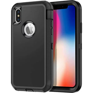 Heavy Duty Defender iPhone X / Xs Case with Belt Clip Holster - Black