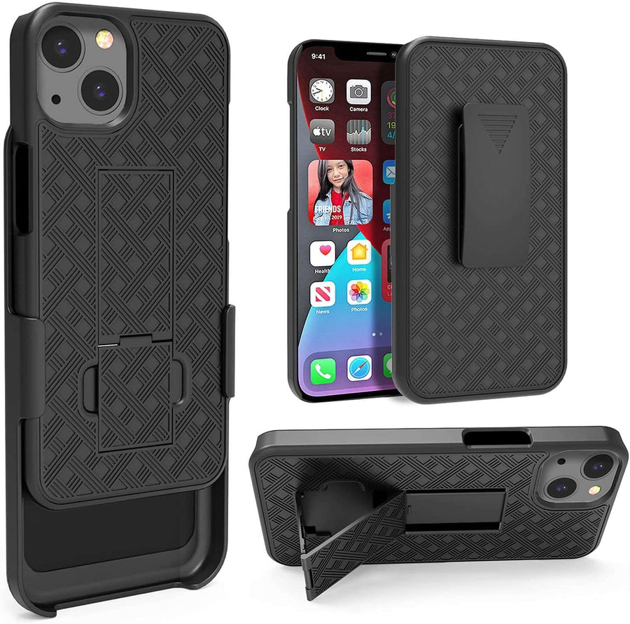 Fitted Shell iPhone 13 Case with Rugged Belt Clip Holster