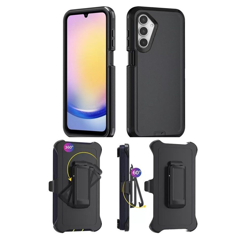 Heavy Duty Rugged Defender [Galaxy A26 5G] Case Belt Clip Holster Combo - Black-MyPhoneCase.com