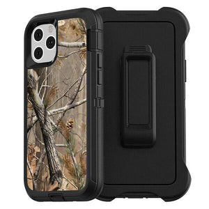 Heavy Duty Defender iPhone 12 / 12 Pro Case Belt Clip Holster - Tree Camo Xtra