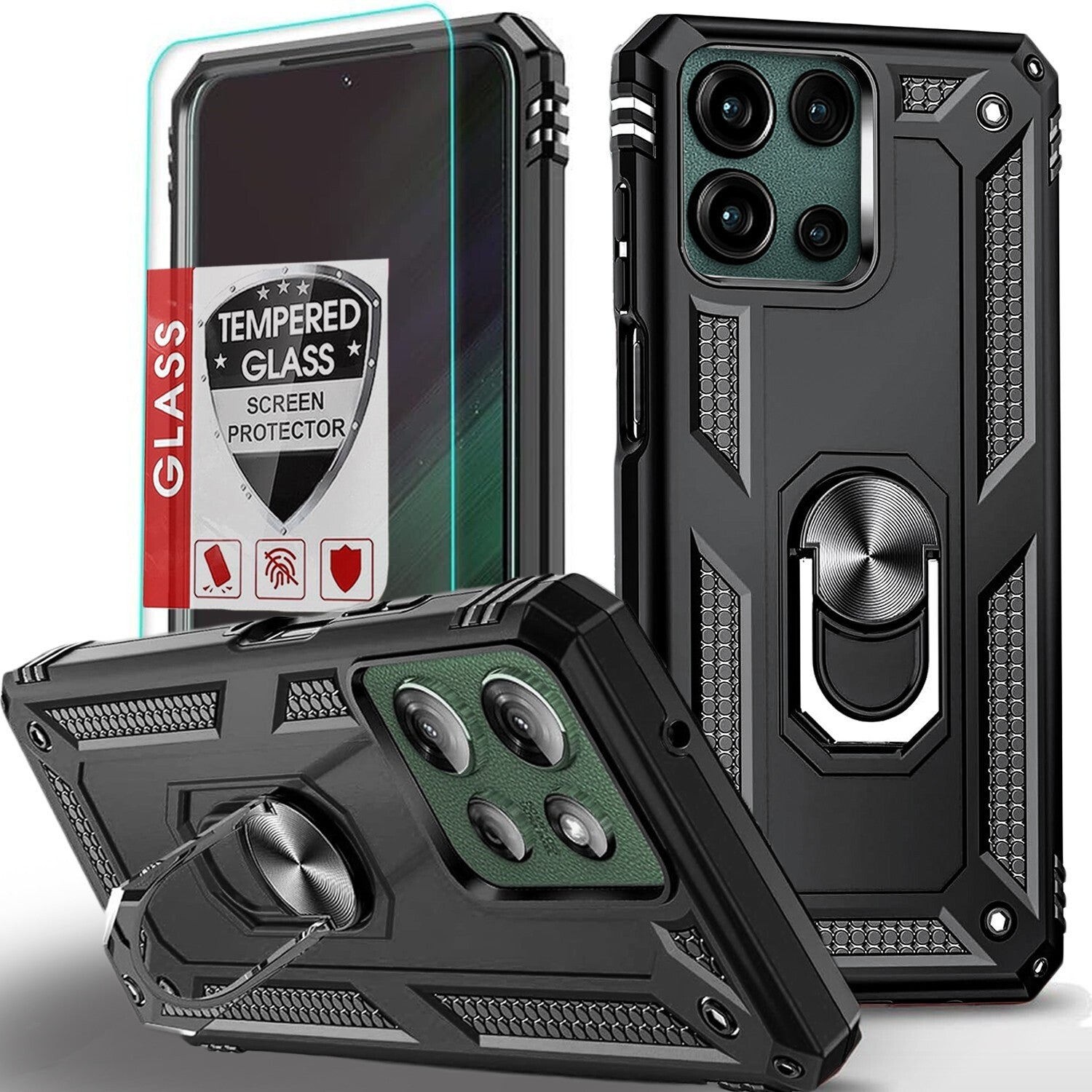 Shockproof Ring Stand Armor [Moto G Play 2026] Case - Black-MyPhoneCase.com