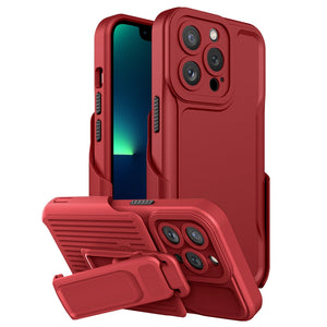 Rugged Defender iPhone 13 Pro Case New-Type Belt Clip Holster - Red-MyPhoneCase.com