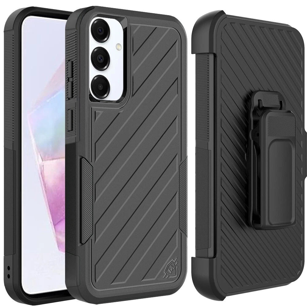 Rugged Defender Galaxy A36 5G Case with Belt Clip Holster