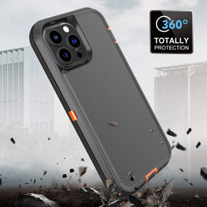 Heavy Duty Defender iPhone 13 Pro Max Case Belt Clip Holster - Black/Orange