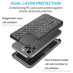 Slim Fitted Shell iPhone 15 Pro Max Case with Rugged Belt Clip Holster